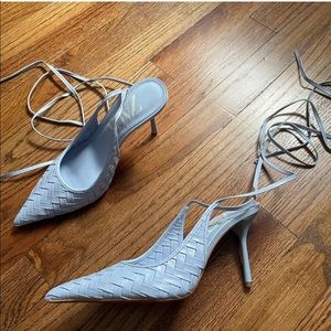 Zara light blue woven shoes lace up size 6.5